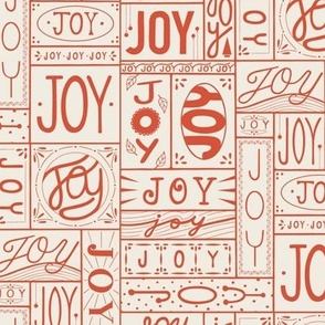 joy - red and white - christmas holiday hand lettered geometric // small scale