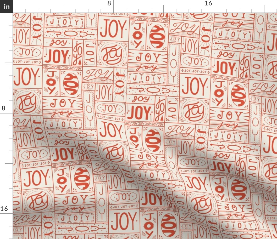 joy - red and white - christmas holiday hand lettered geometric // small scale