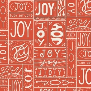 joy - red and white 02 - christmas holiday hand lettered geometric // small scale