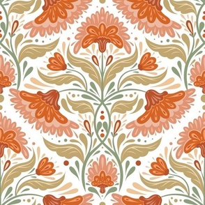 Folk art floral pattern on white