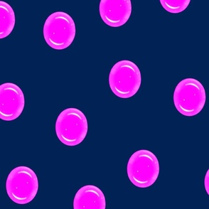 Large Pink Bubbles on Navy
