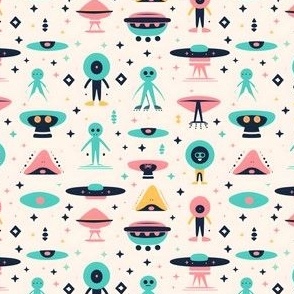 Whimsical Extraterrestrials: Cute Pastel Alien Invasion Home Decor