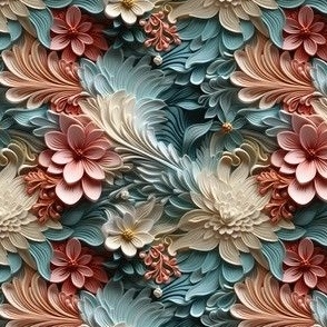 Whispering Blossoms: High Relief Pastel Floral Decor