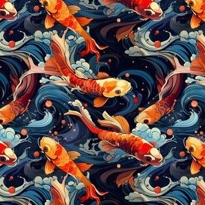 Ripples of Elegance: Abstract Warped Japanese Koi Fish Home Decor