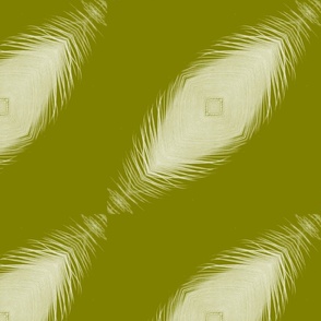 Olive Green Diagonal Feathers / Large