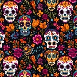 Día de los Muertos Elegance: Sugar Skulls & Colorful Flowers Home Decor