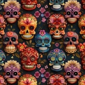 Dia de los Muertos Splendor: Sugar Skulls and Colorful Flowers Home Decor