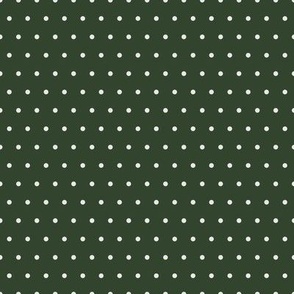 1/8" Pindot Polka Dots {Off White / Pale Gray on Forest Green} 