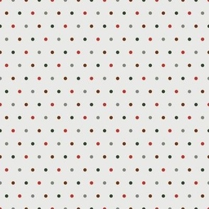 1/8" Pindot Polka Dots {Multi Color Christmas on Off White / Pale Gray} 