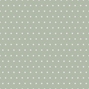 1/8" Pindot Polka Dots {Off White / Pale Gray on Sage Green} 