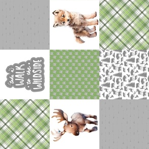 Green Gray Woodland Animal Patchwork Rotated