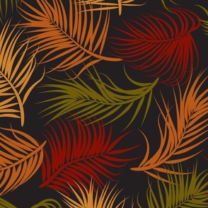 Festive Jungle Leaves Pattern in Ruby Red, Emerald Green, Diamond Gold and Olive Green