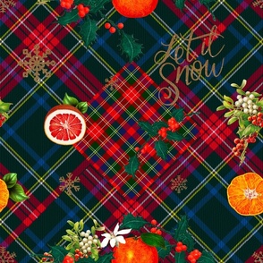 Christmas plaid,tartan,festive,fruits,mistletoe art