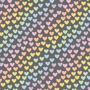Valentine rainbow hearts - little ombre gradient heart design pastel colors on gray