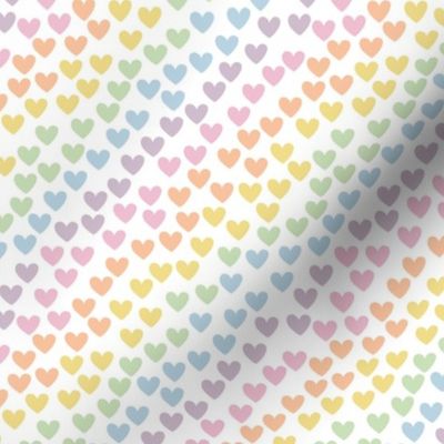 Valentine rainbow hearts - little ombre gradient heart design pastel colors on white