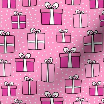 Medium Scale Gift Boxes Presents Joyful Christmas Doodles in Pink