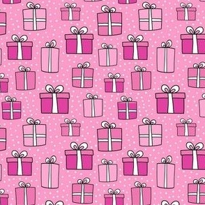 Small Scale Gift Boxes Presents Joyful Christmas Doodles in Pink