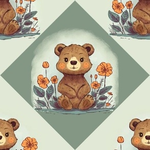 Cute bear with flowers 
