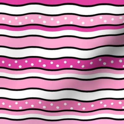 Large Scale Sweet Wavy Stripes Joyful Christmas Doodles in Pink