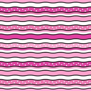 Large Scale Sweet Wavy Stripes Joyful Christmas Doodles in Pink