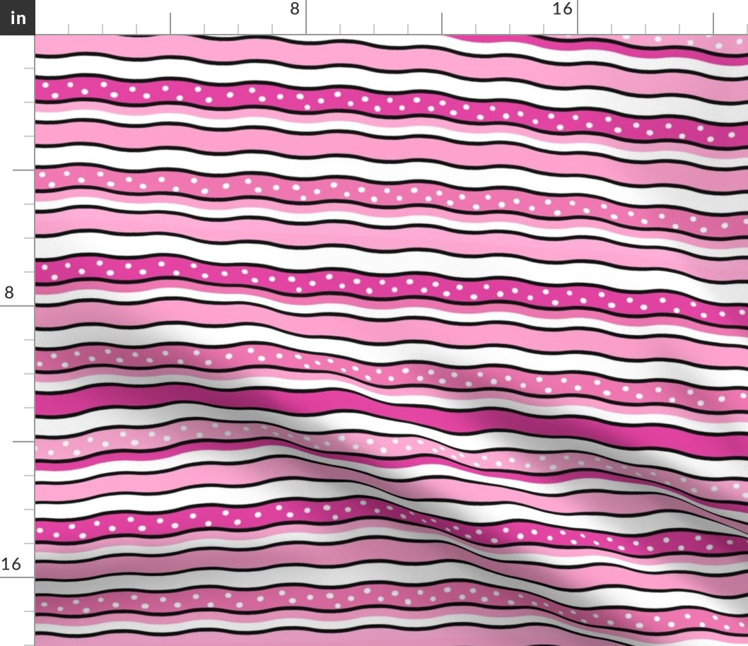 Large Scale Sweet Wavy Stripes Joyful Christmas Doodles in Pink