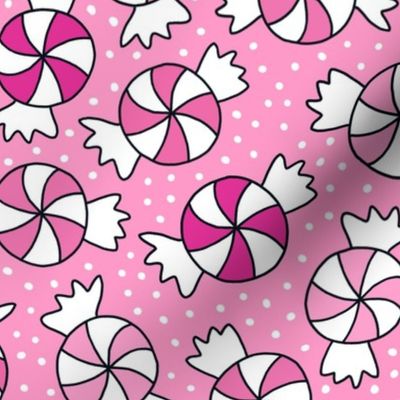 Large Scale Candy Swirls Joyful Christmas Doodles in Pink