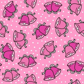 Large Scale Holiday Bells Joyful Christmas Doodles in Pink