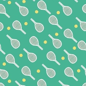 Tennis Balls and Rackets - Raquet Sports Love - Retro Pop and Preppy - Kelly Green (Medium)