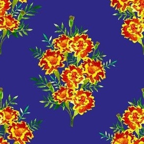 Marigold Bouquet on Cobalt Blue