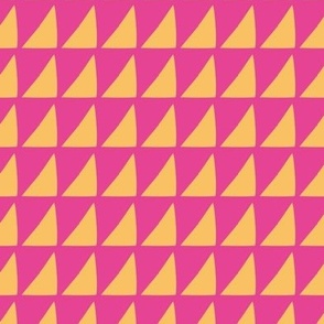 Geometric Triangles - Boho Retro Sporty - Hand Drawn - Colorful Bright Hot Pink x Tennis  Yellow (medium)