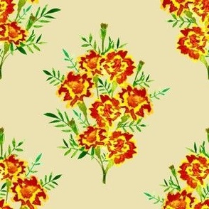 Red and Yellow Marigolds on Buttercream