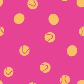 Tennis Balls in the Air - Love Tennis - Preppy Bouncing Balls -Hot Pink Fuchsia x Yellow (Medium)