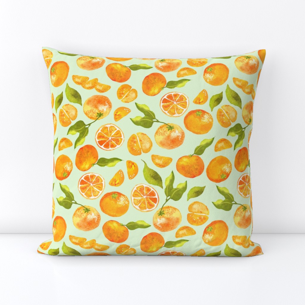 Cutie Clementine Tangerines on Key Lime Green