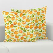 Cutie Clementine Tangerines on Key Lime Green