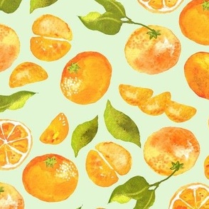 Cutie Clementine Tangerines on Key Lime Green