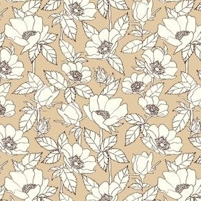Rosehip flowers on beige brown background - SMALL