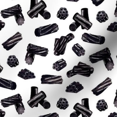 Black Licorice Pieces on White