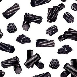 Black Licorice Pieces on White