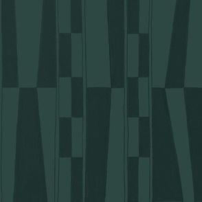 Abstract Vintage Geometric in green - large