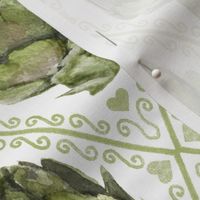 Green Painted Artichoke Diamonds Damask