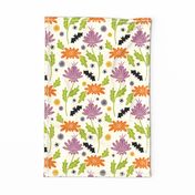 Halloween Tea Towel Batty Floral on Bone