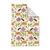 Halloween Tea Towel Batty Floral on Bone