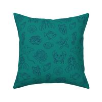Coastal Chic Small Animals Outlined on Sea Green