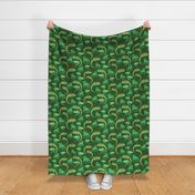 Green Iguanas on Dark Green, Medium