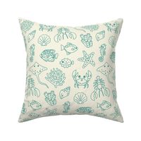 Coastal Chic Small Animals Outlined on Ivory