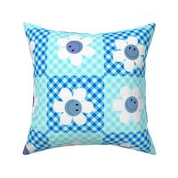 Smiley Daisy Patchwork Plaid Happy Daisies Tartan Posies Smiles Mixed Blue