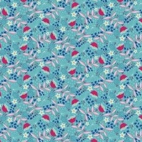 Floral Splash Party blue - small