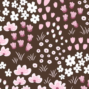 Large scale--brown pink flower meadow