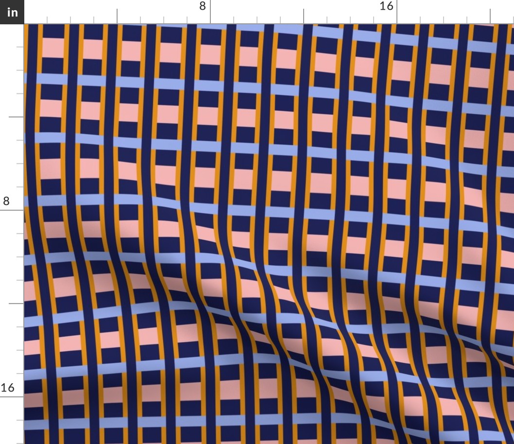 Masculine Plaid Rustic Cabin Blue Pink Yellow Navy Geometric Stripes Medium Scale