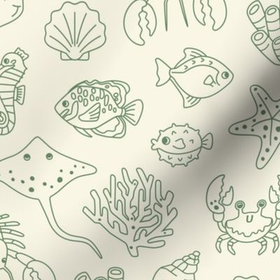 Coastal Chic Small Animals Outlined Seaweed